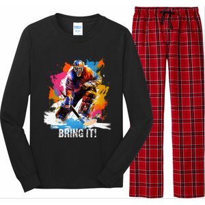 Funny My Goal Is To Deny Yours Hockey Goalie Ice Hockey Long Sleeve Pajama Set