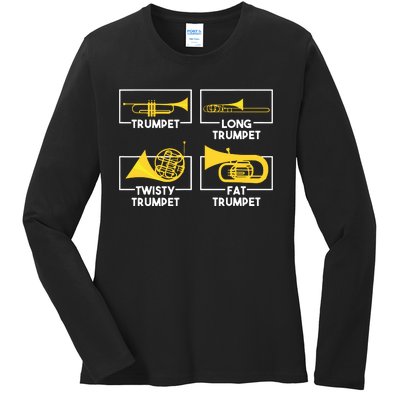 Funny Musician Gift Musical Instrument Trumpeter Trumpet Ladies Long Sleeve Shirt