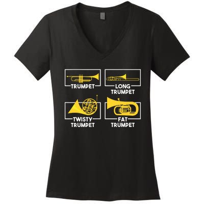 Funny Musician Gift Musical Instrument Trumpeter Trumpet Women's V-Neck T-Shirt