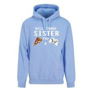 Family Matching Gamer Will Trace Sister For Pizza Video Games Gift Unisex Surf Hoodie