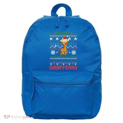 Funny Merry Giraffetmas Ugly Christmas Giraffe Gift 16 in Basic Backpack