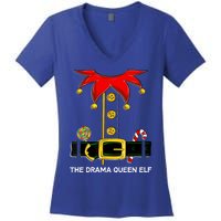 Family Matching Group The Drama Queen Elf Christmas Funny Gift Women's V-Neck T-Shirt