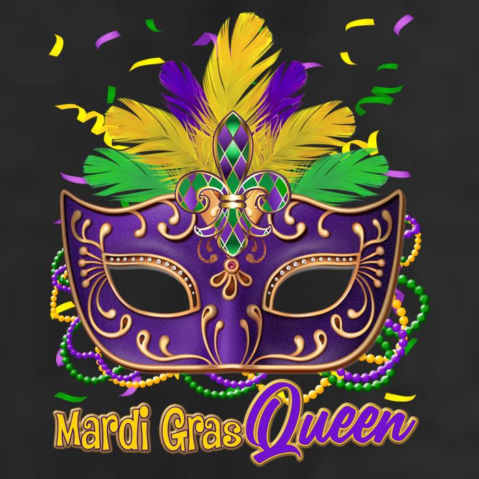 Festive Mardi Gras Queen 7 Panel Mesh Trucker Snapback Hat