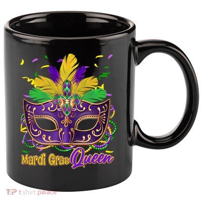Festive Mardi Gras Queen 11oz C Handle Ceramic Mug