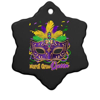 Festive Mardi Gras Queen Ceramic Star Ornament