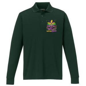 Festive Mardi Gras Queen Performance Long Sleeve Polo