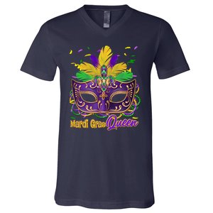 Festive Mardi Gras Queen V-Neck T-Shirt