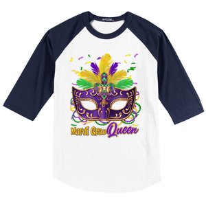 Festive Mardi Gras Queen Baseball Sleeve Shirt