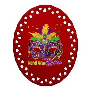 Festive Mardi Gras Queen Ceramic Oval Ornament