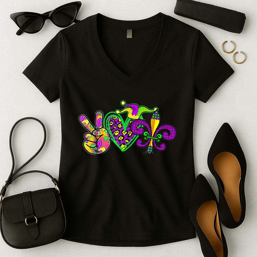 Funny Mardi Gras Women Girl Women's V-Neck T-Shirt