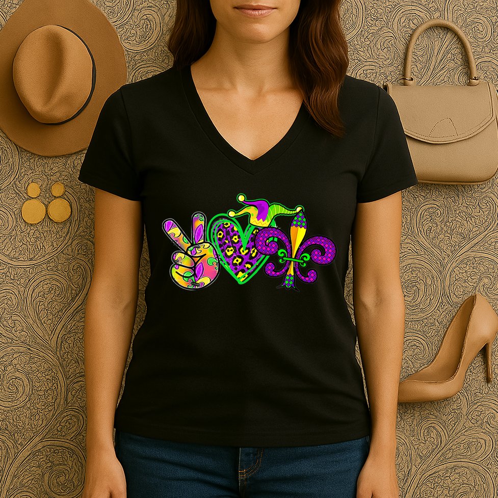 Funny Mardi Gras Women Girl Women's V-Neck T-Shirt