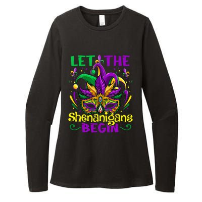 Funny Mardi Gras Let The Shenanigans Begin Mask Jester Hat Womens CVC Long Sleeve Shirt