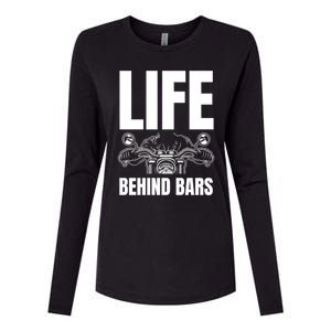 Funny Motorcycle Gift Life Behind Motorcycle Bars Cool Gift Womens Cotton Relaxed Long Sleeve T-Shirt