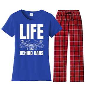 Funny Motorcycle Gift Life Behind Motorcycle Bars Cool Gift Women's Flannel Pajama Set