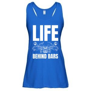 Funny Motorcycle Gift Life Behind Motorcycle Bars Cool Gift Ladies Essential Flowy Tank