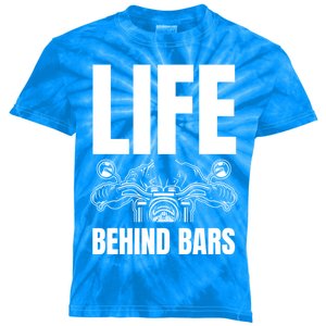 Funny Motorcycle Gift Life Behind Motorcycle Bars Cool Gift Kids Tie-Dye T-Shirt