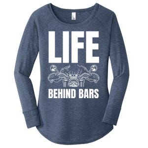 Funny Motorcycle Gift Life Behind Motorcycle Bars Cool Gift Women's Perfect Tri Tunic Long Sleeve Shirt