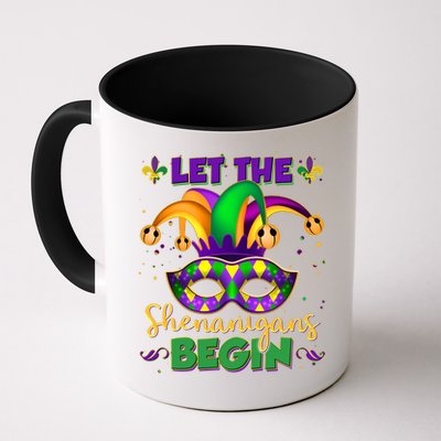 Funny Mardi Gras Let The Shenanigans Begin Jester Hat Mask Mug