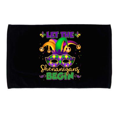Funny Mardi Gras Let The Shenanigans Begin Jester Hat Mask Microfiber Hand Towel