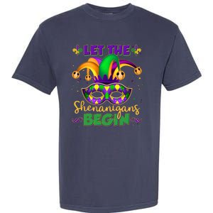 Funny Mardi Gras Let The Shenanigans Begin Jester Hat Mask Garment-Dyed Heavyweight T-Shirt