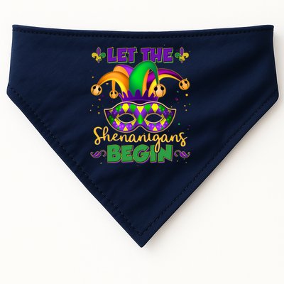 Funny Mardi Gras Let The Shenanigans Begin Jester Hat Mask USA-Made Doggie Bandana