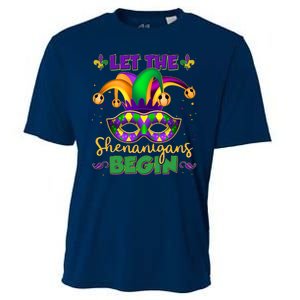 Funny Mardi Gras Let The Shenanigans Begin Jester Hat Mask Cooling Performance Crew T-Shirt