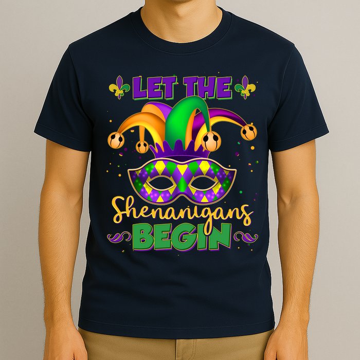 Funny Mardi Gras Let The Shenanigans Begin Jester Hat Mask T-Shirt