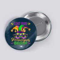 Funny Mardi Gras Let The Shenanigans Begin Jester Hat Mask Button