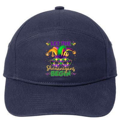 Funny Mardi Gras Let The Shenanigans Begin Jester Hat Mask 7-Panel Snapback Hat