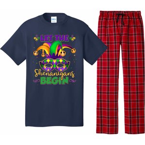 Funny Mardi Gras Let The Shenanigans Begin Jester Hat Mask Pajama Set