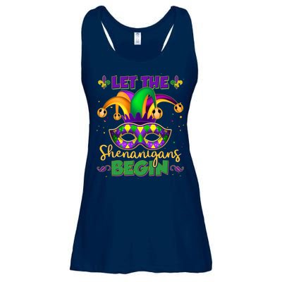 Funny Mardi Gras Let The Shenanigans Begin Jester Hat Mask Ladies Essential Flowy Tank