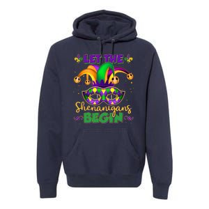 Funny Mardi Gras Let The Shenanigans Begin Jester Hat Mask Premium Hoodie