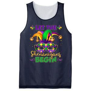 Funny Mardi Gras Let The Shenanigans Begin Jester Hat Mask Mesh Reversible Basketball Jersey Tank