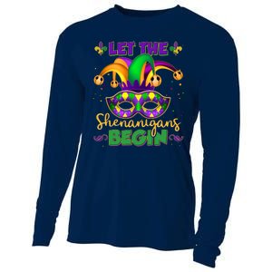 Funny Mardi Gras Let The Shenanigans Begin Jester Hat Mask Cooling Performance Long Sleeve Crew