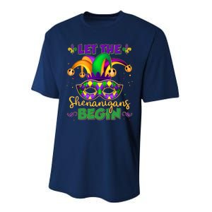 Funny Mardi Gras Let The Shenanigans Begin Jester Hat Mask Performance Sprint T-Shirt