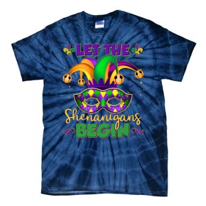 Funny Mardi Gras Let The Shenanigans Begin Jester Hat Mask Tie-Dye T-Shirt