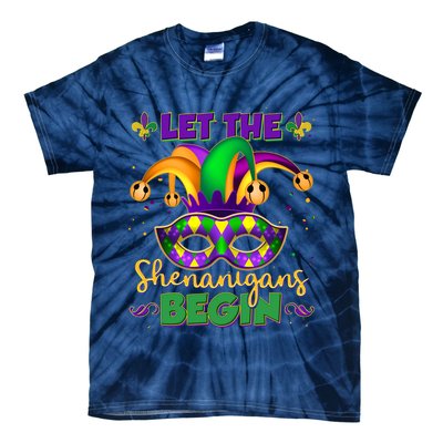 Funny Mardi Gras Let The Shenanigans Begin Jester Hat Mask Tie-Dye T-Shirt