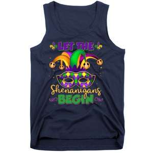 Funny Mardi Gras Let The Shenanigans Begin Jester Hat Mask Tank Top