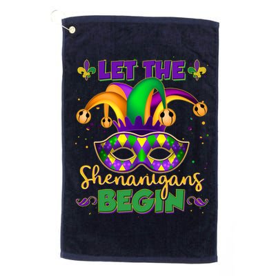 Funny Mardi Gras Let The Shenanigans Begin Jester Hat Mask Golf Towel