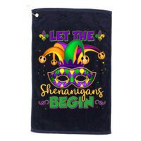 Funny Mardi Gras Let The Shenanigans Begin Jester Hat Mask Golf Towel