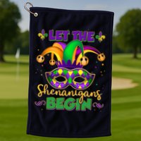 Funny Mardi Gras Let The Shenanigans Begin Jester Hat Mask Golf Towel