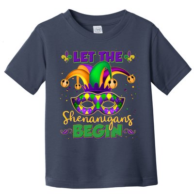 Funny Mardi Gras Let The Shenanigans Begin Jester Hat Mask Toddler T-Shirt