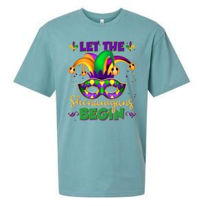 Funny Mardi Gras Let The Shenanigans Begin Jester Hat Mask Sueded Cloud Jersey T-Shirt