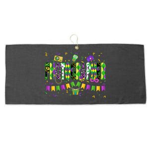 Funny Mardi Gras Photographer Carnival Parade Gift Large Microfiber Waffle Golf Towel