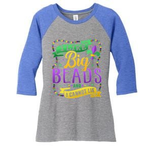 Funny Mardi Gras I Like Big Beads And Cannot Lie Great Gift Women's Tri-Blend 3/4-Sleeve Raglan Shirt