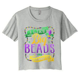 Funny Mardi Gras I Like Big Beads And Cannot Lie Great Gift Women's Crop Top Tee