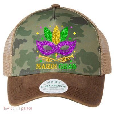 Funny Mardi Gras Mask Mardi Gras Beads Legacy Tie Dye Trucker Hat