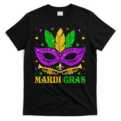 Funny Mardi Gras Mask Mardi Gras Beads T-Shirt