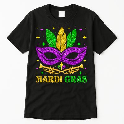 Funny Mardi Gras Mask Mardi Gras Beads Tall T-Shirt