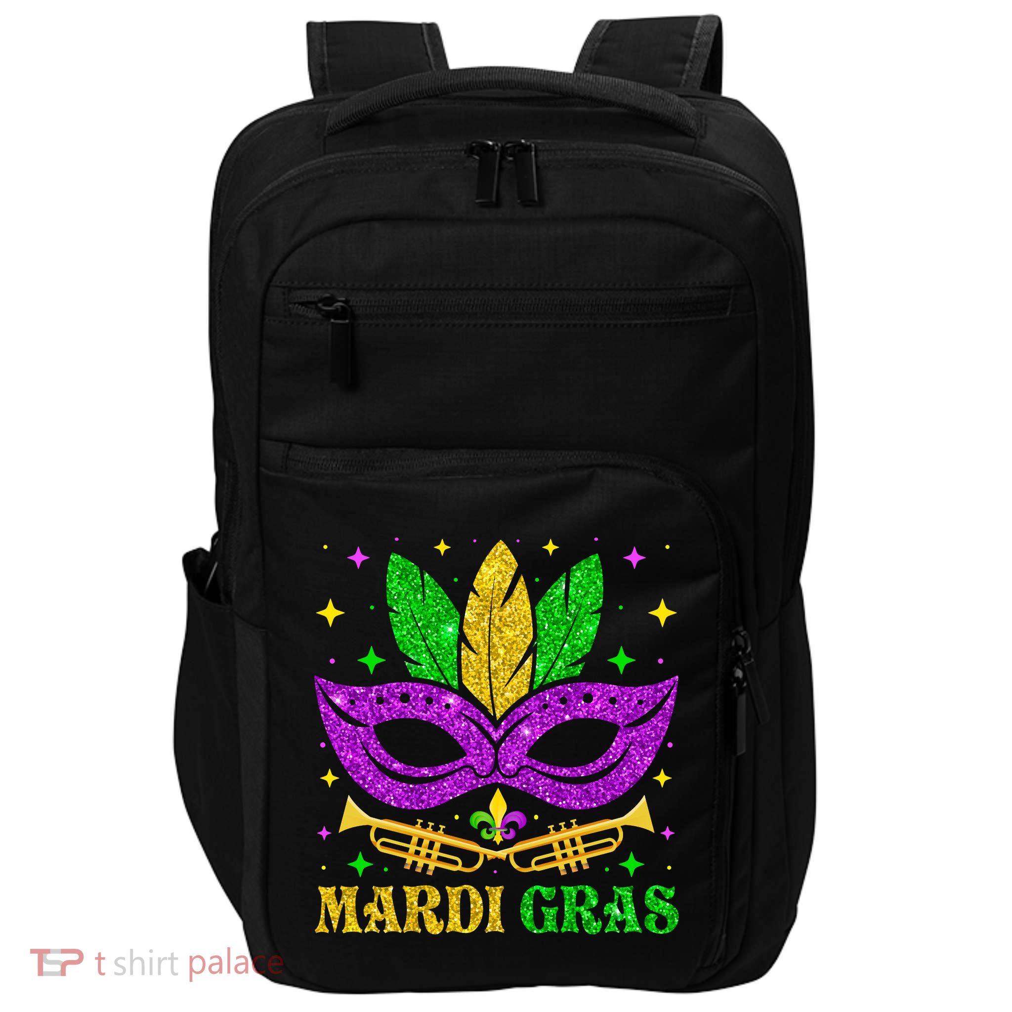 Funny Mardi Gras Mask Mardi Gras Beads Impact Tech Backpack